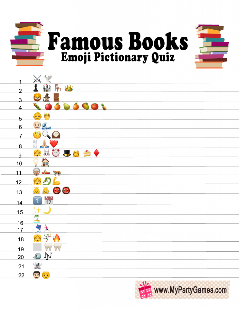 Famous Books Emoji Pictionary Quiz 