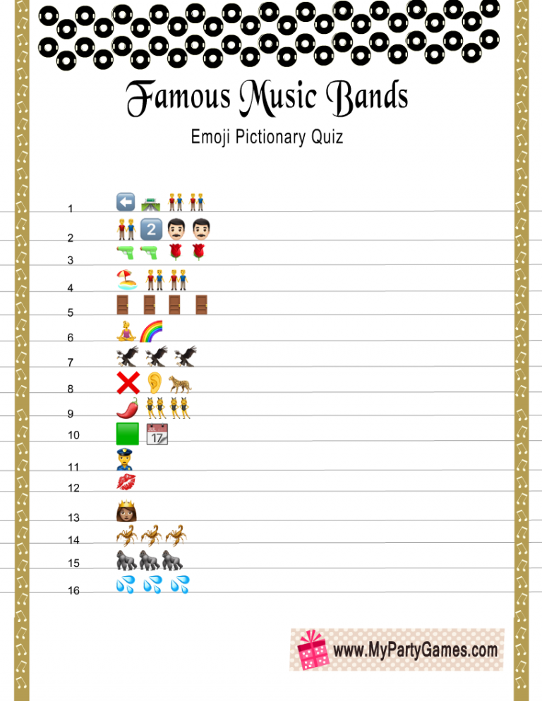 Free Printable Famous Music Bands Emoji Pictionary Quiz Quiz Can You 