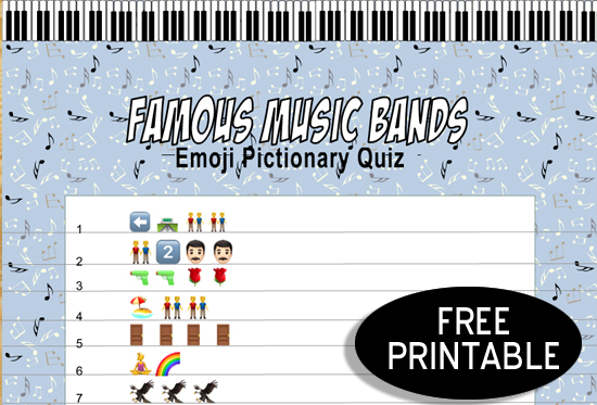 Free Printable Famous Music Bands Emoji Pictionary Quiz