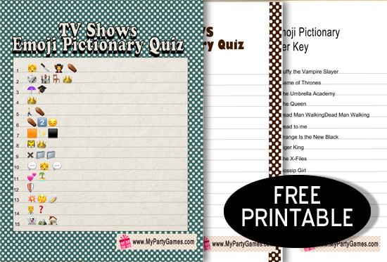 Free Printable TV Shows Emoji Pictionary Quiz