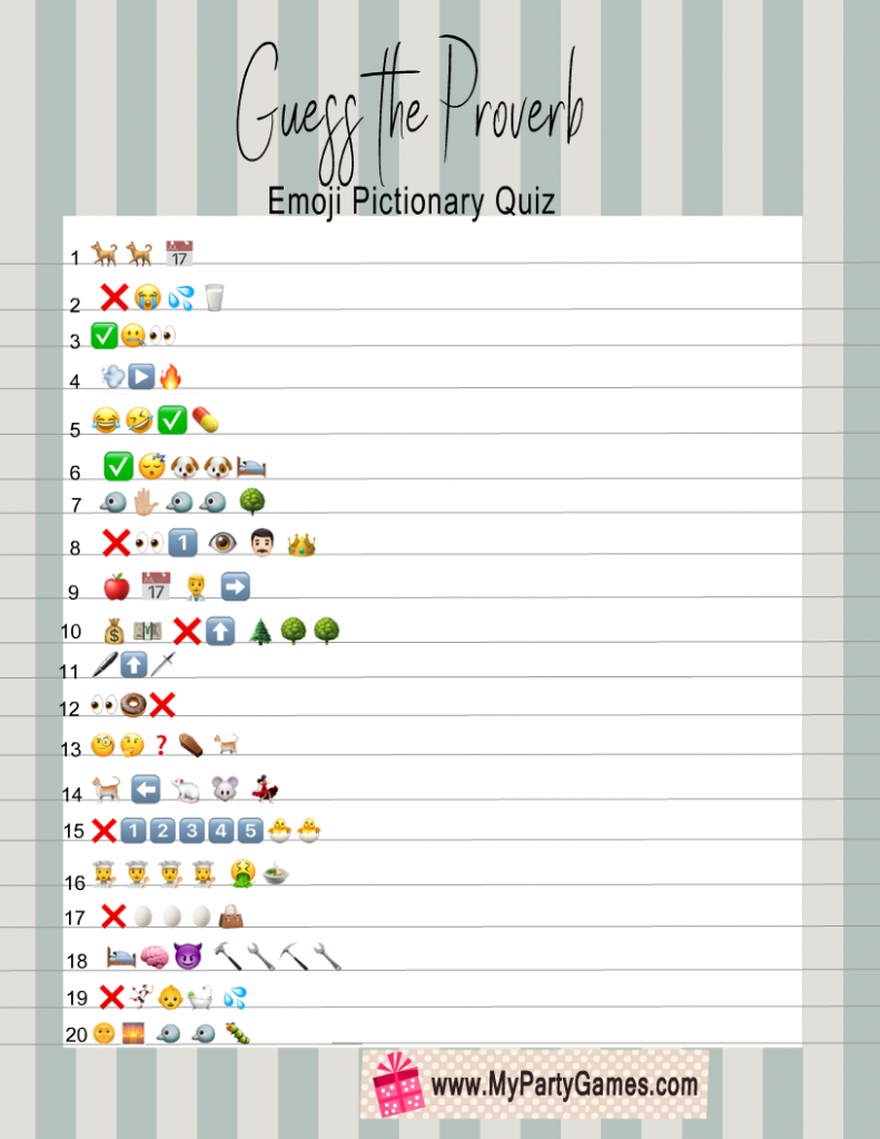 Guess the Proverb Emoji Pictionary Quiz