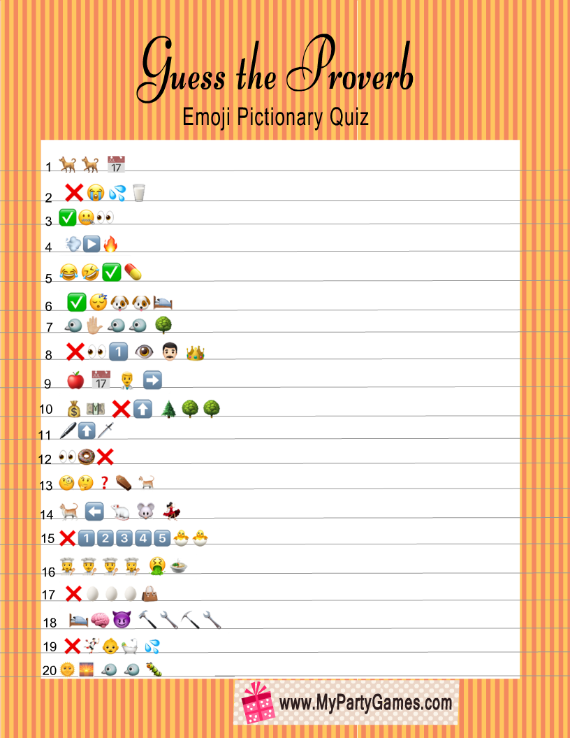 Free Guess Proverb Emoji Pictionary