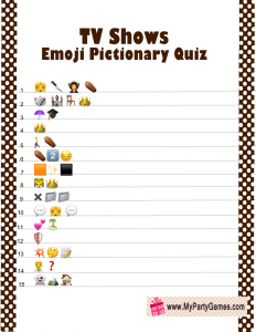 Free Printable TV Shows Emoji Pictionary Quiz
