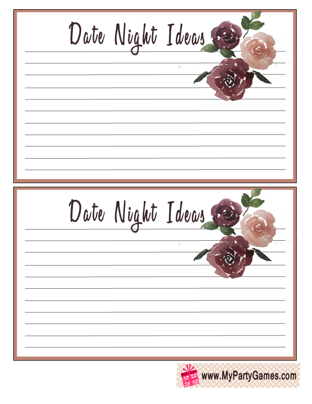 Free Printable Blank Date Night Cards - Printable Blank Templates