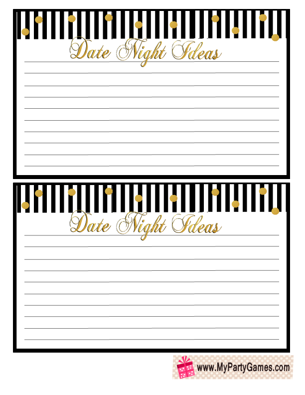  Free Printable Date Night Ideas Cards for Bridal Shower