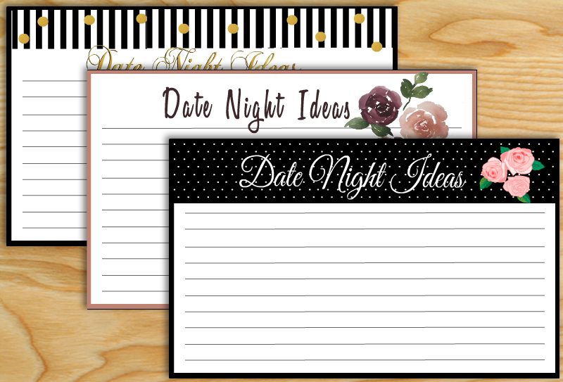 Free Printable Date Night Ideas Cards for Bridal Shower