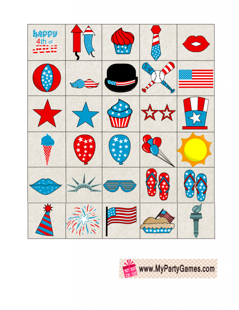 Free Printable Independence Day Bingo Caller’s checklist