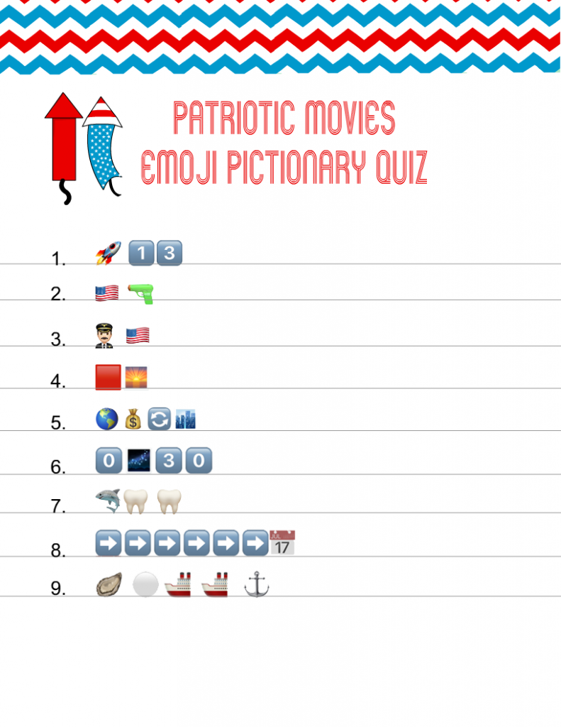 Patriotic Movies Emoji Pictionary Quiz Printable