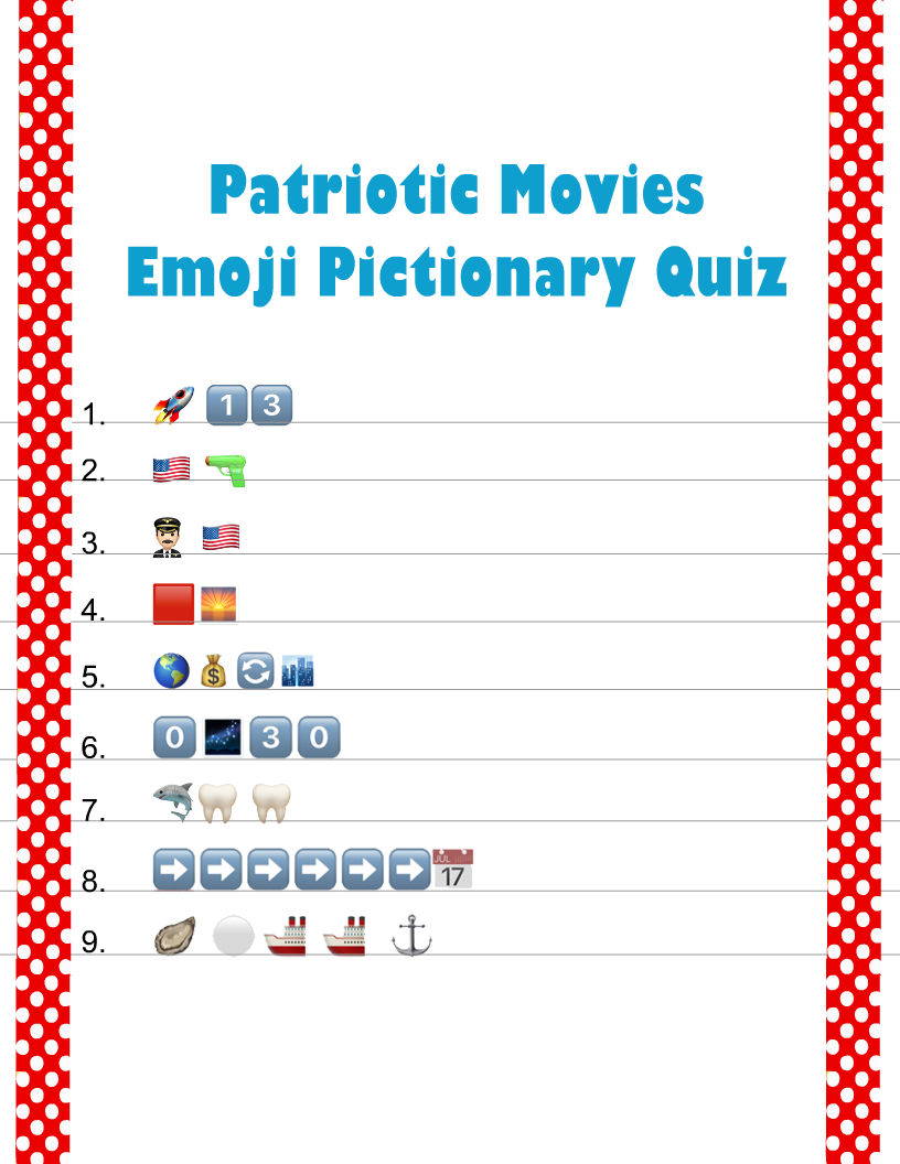 Free Printable Patriotic Movies Emoji Pictionary Quiz