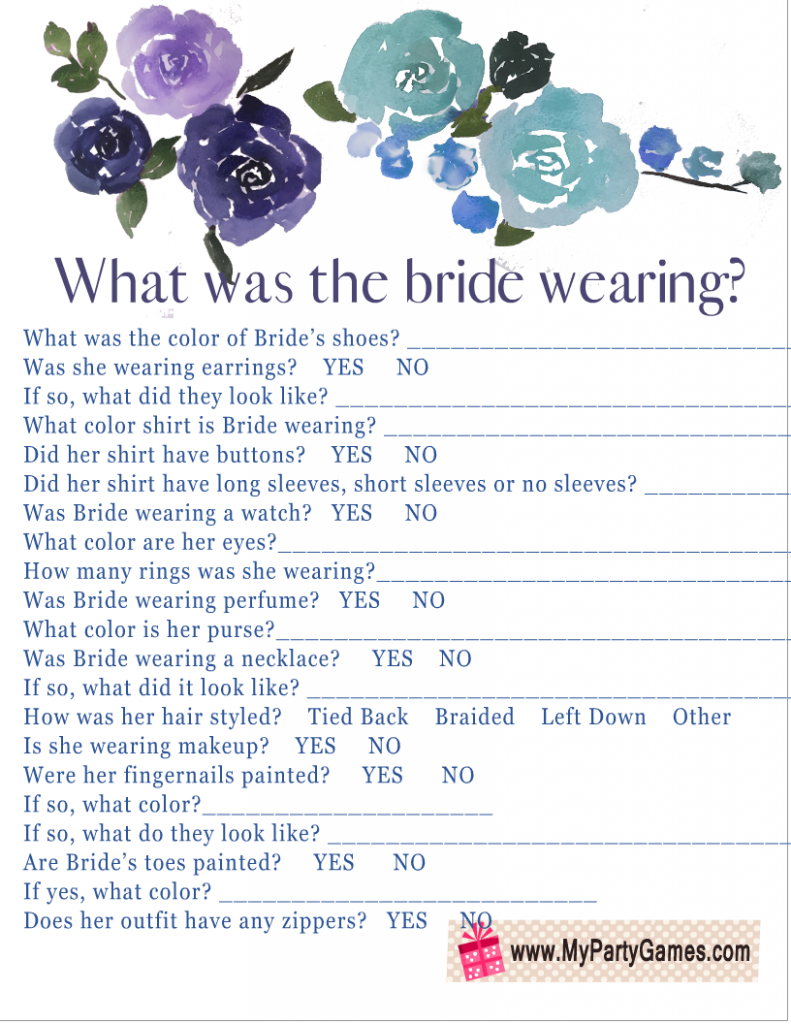 What was the Bride Wearing? Game