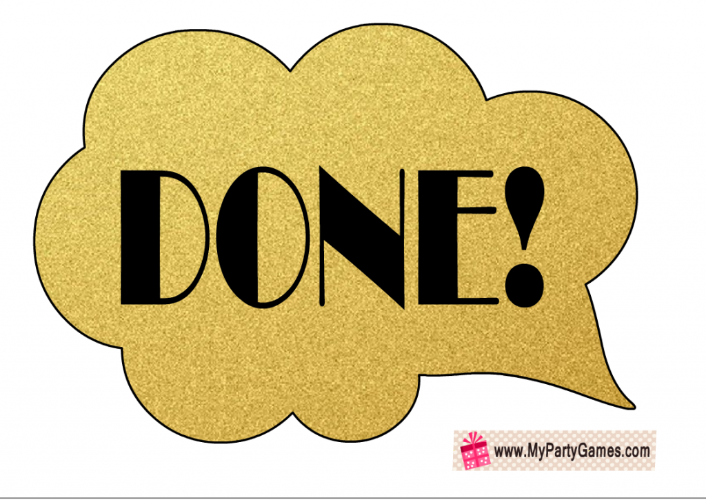 "Done" Speech Bubble Prop 1