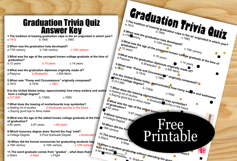 Free Printable Graduation Trivia Quiz