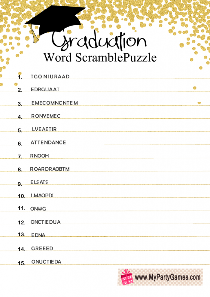 Graduation Word Scramble Puzzle