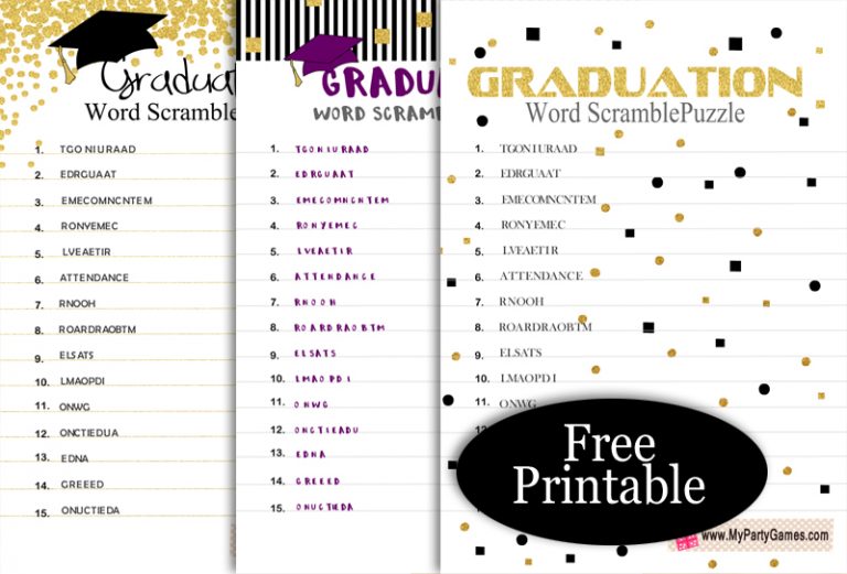 Free Graduation Printable Games