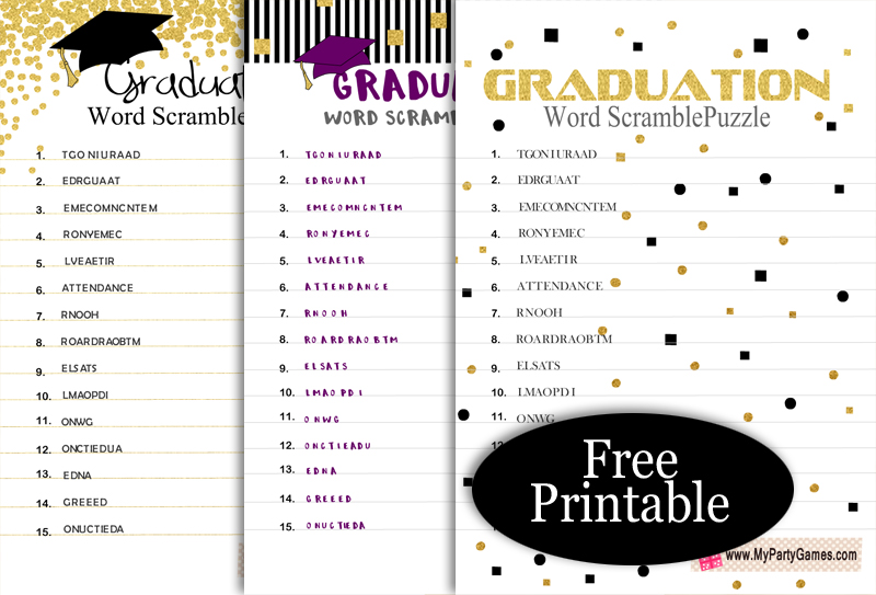 free printable graduation games