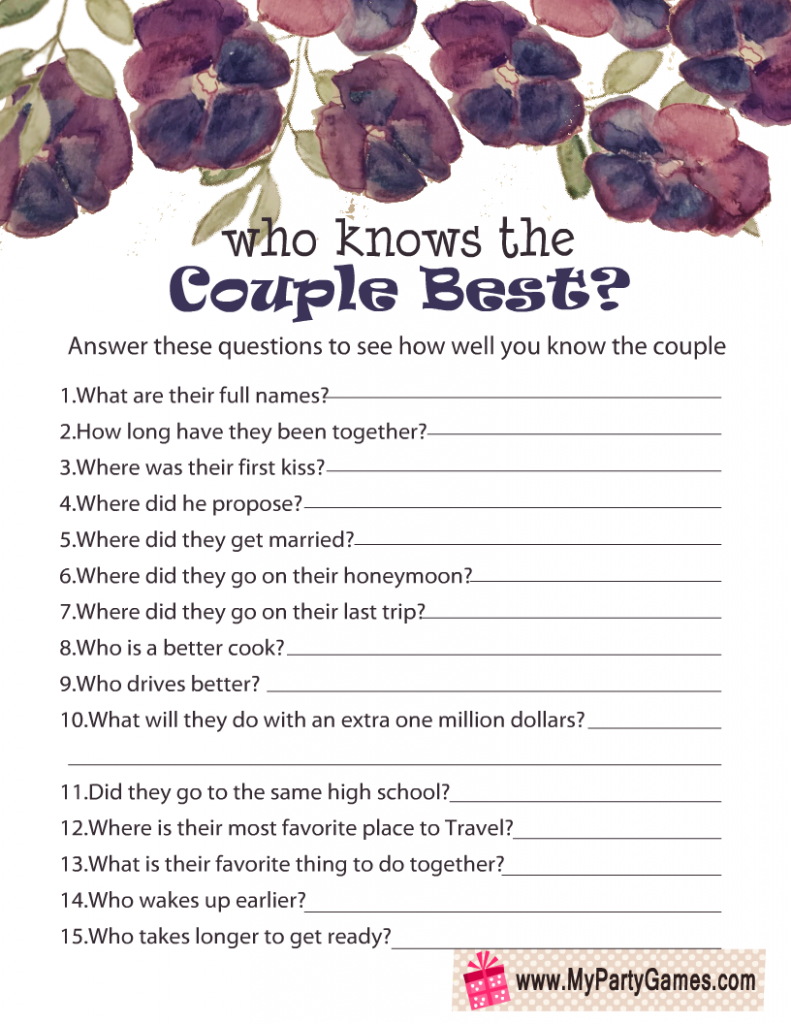 Who Knows the Couple Best? Free Printable Anniversary Game