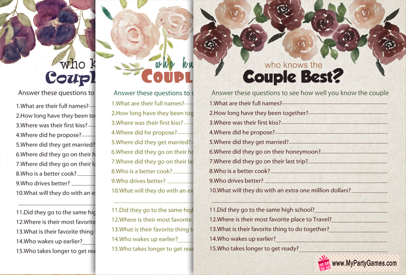 Free Printable Who Knows the Couple Best? Anniversary Game