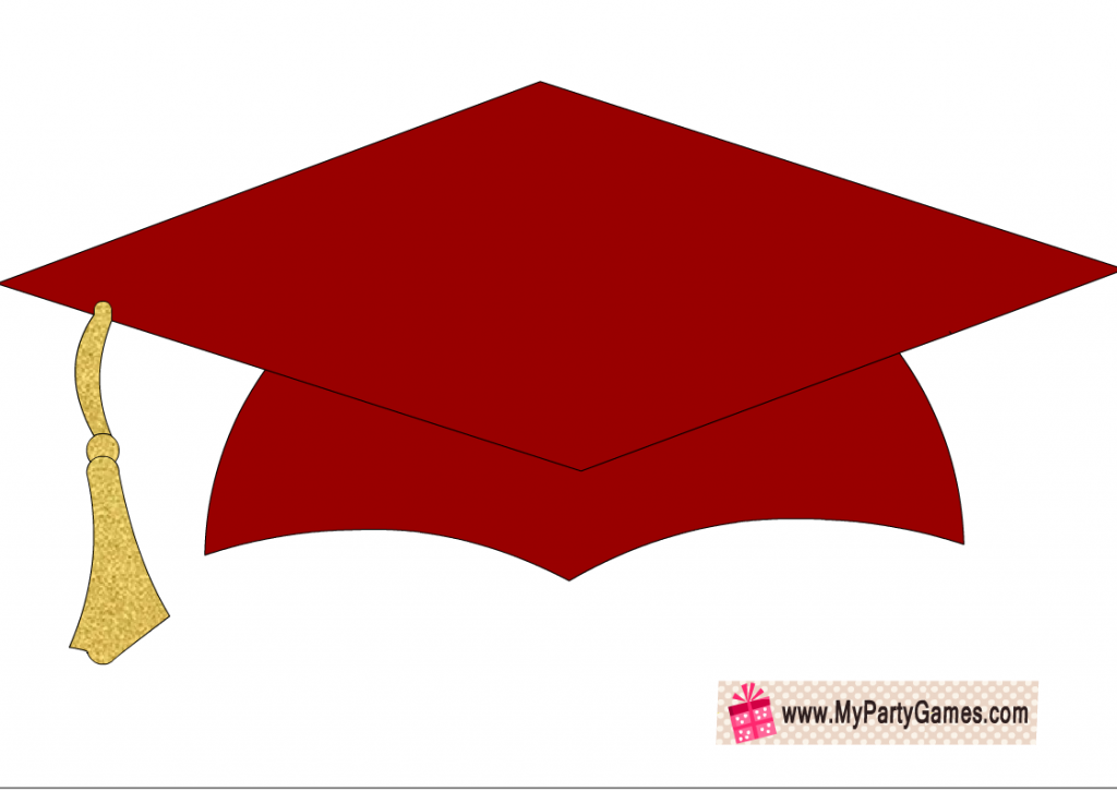 Free Printable Graduation Cap Photobooth prop in maroon color