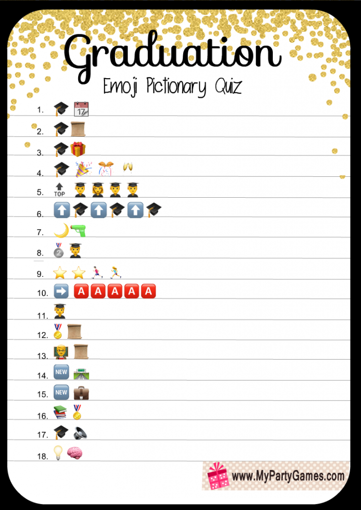 Free Printable Graduation Emoji Pictionary Quiz