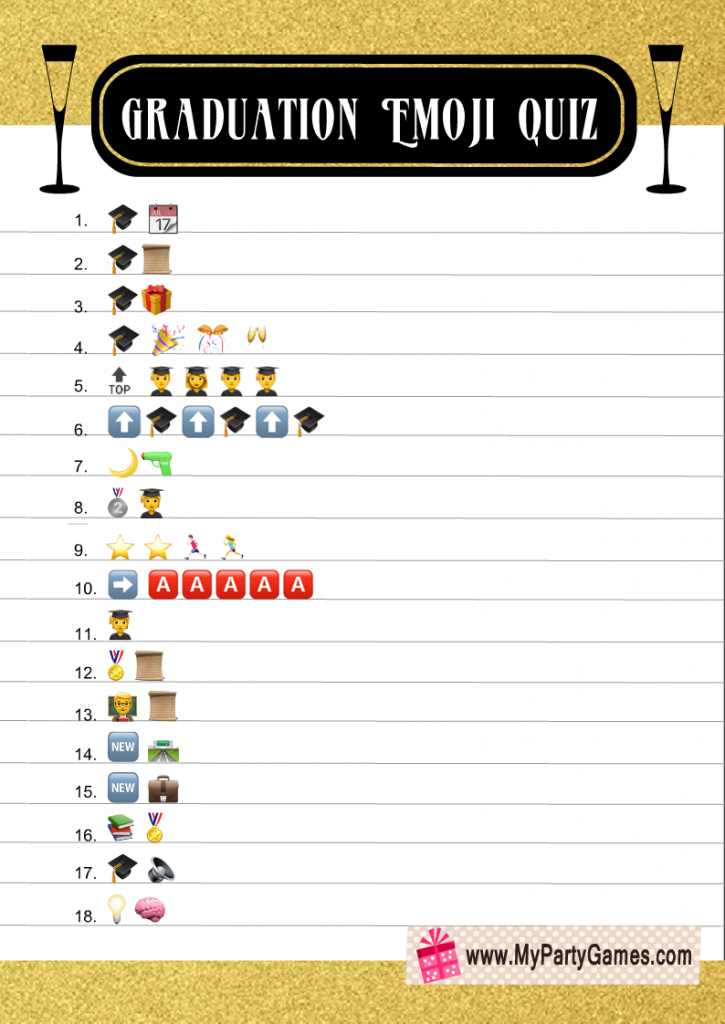 Graduation Emoji Pictionary Quiz Printable