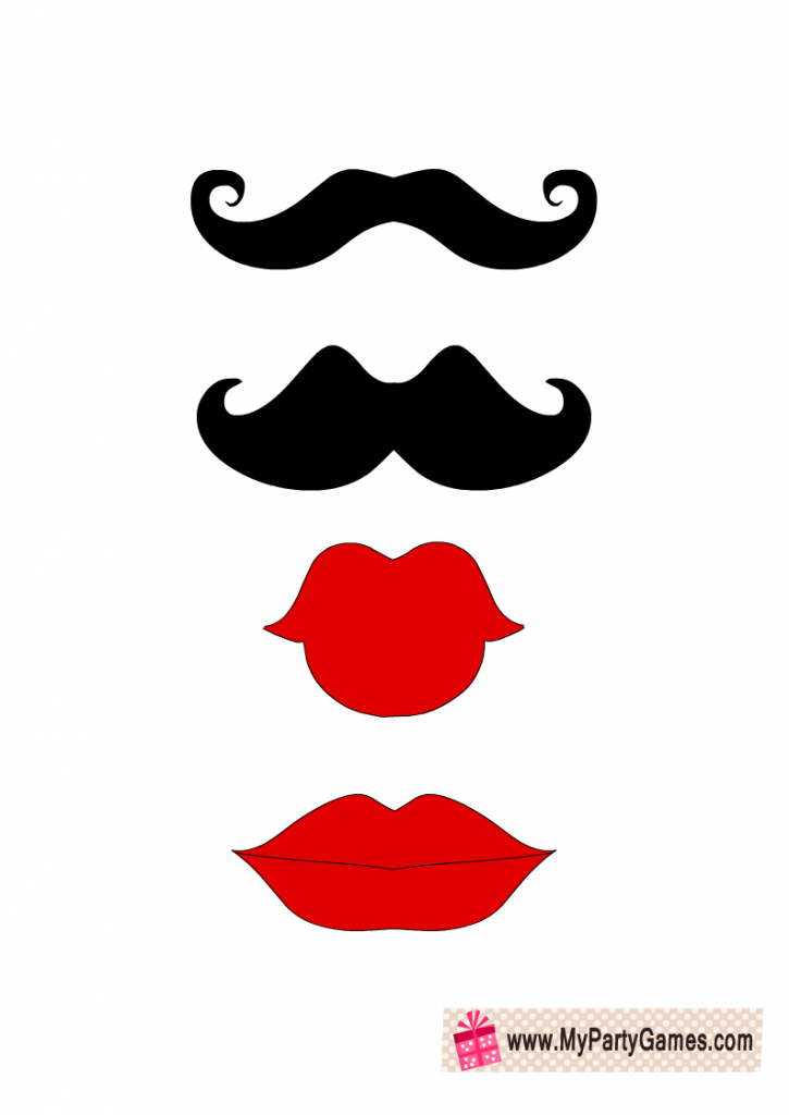 Moustaches and Lips Photo Booth Props Printable