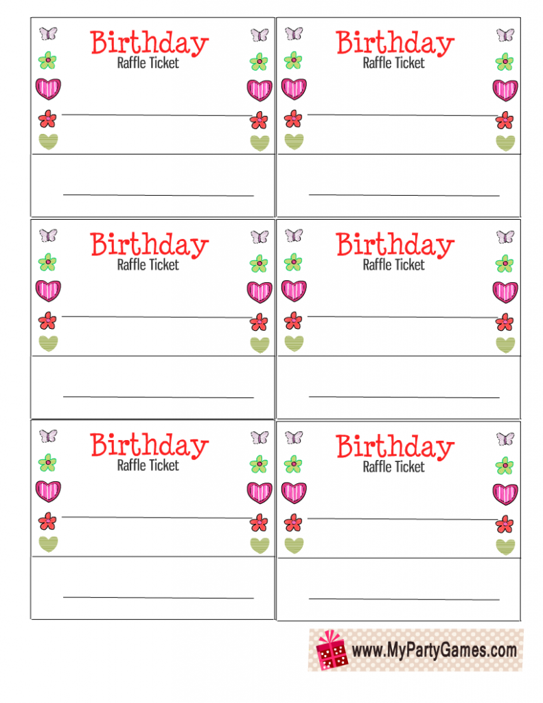 Free Printable Birthday Raffle Tickets