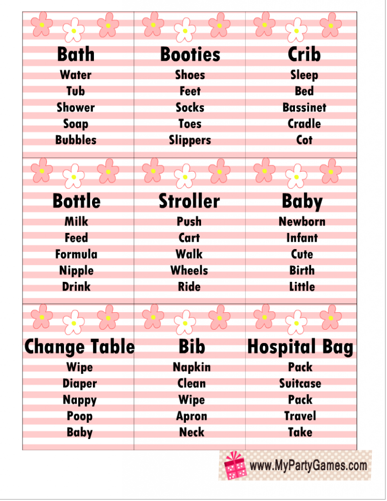 36 Free Printable Baby Shower Taboo Game Cards My Party Games