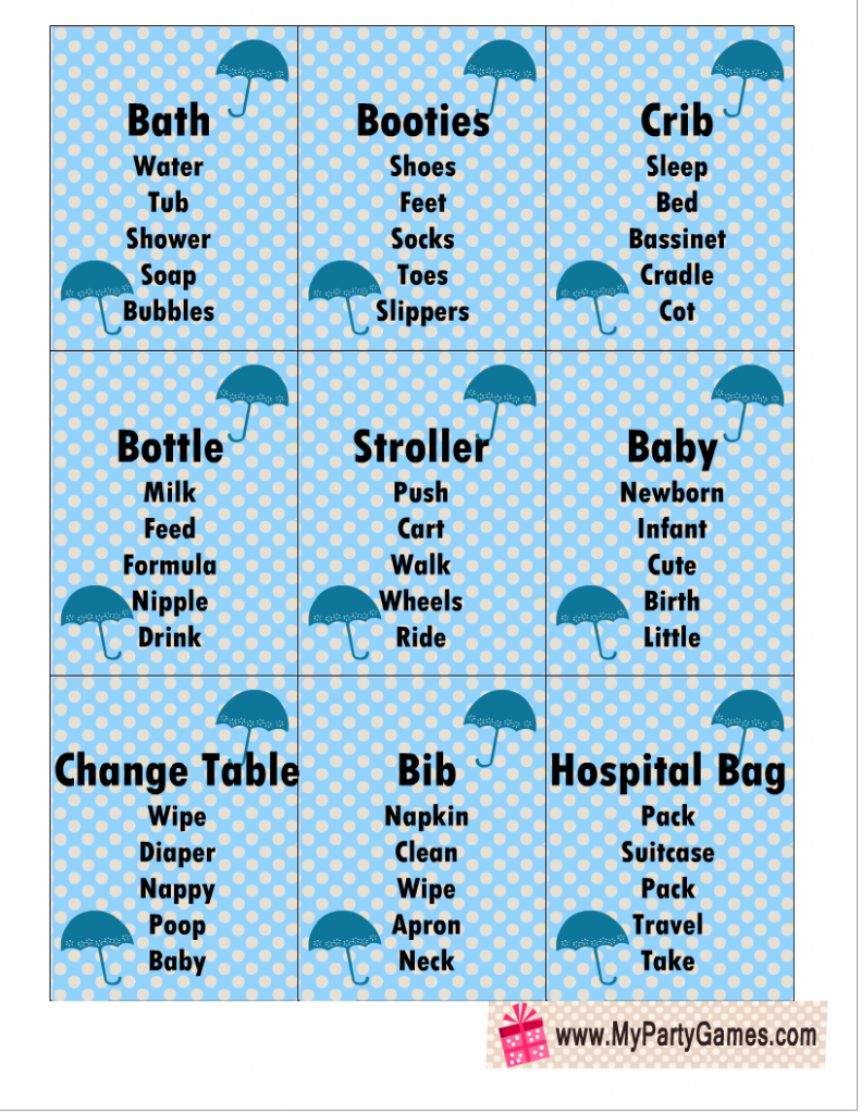 Free Printable Baby Shower Taboo Cards