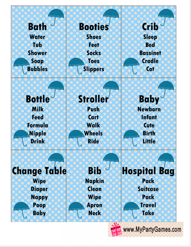 36 Free Printable Baby Shower Taboo Game Cards