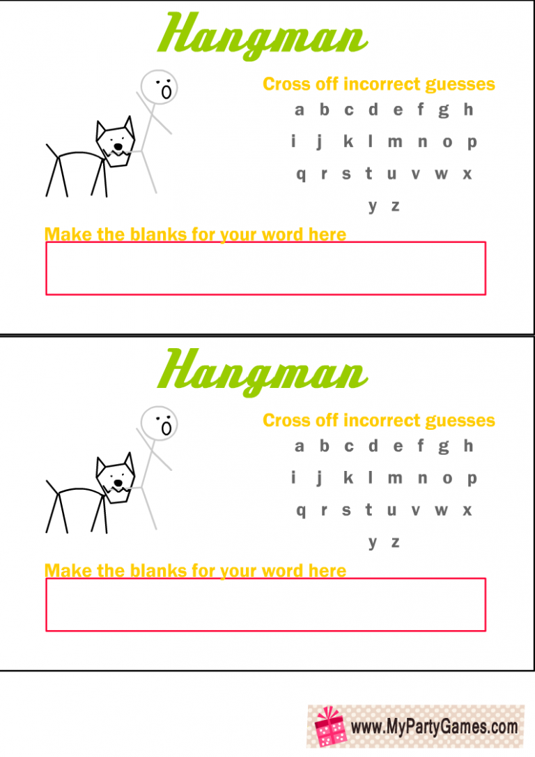 Free Printable Hangman Game Templates