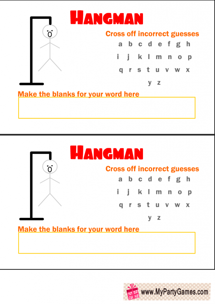 Free Printable Hangman Game Template