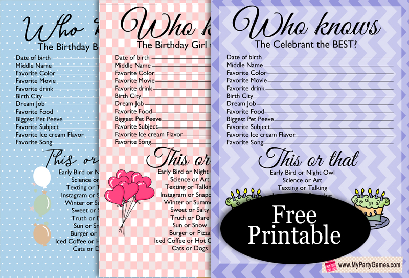 Who knows the Birthday Boy, Girl the Best? Free Printable