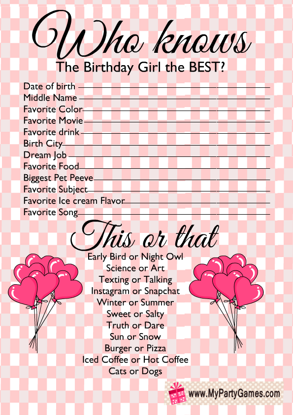 Birthday Girl Quiz