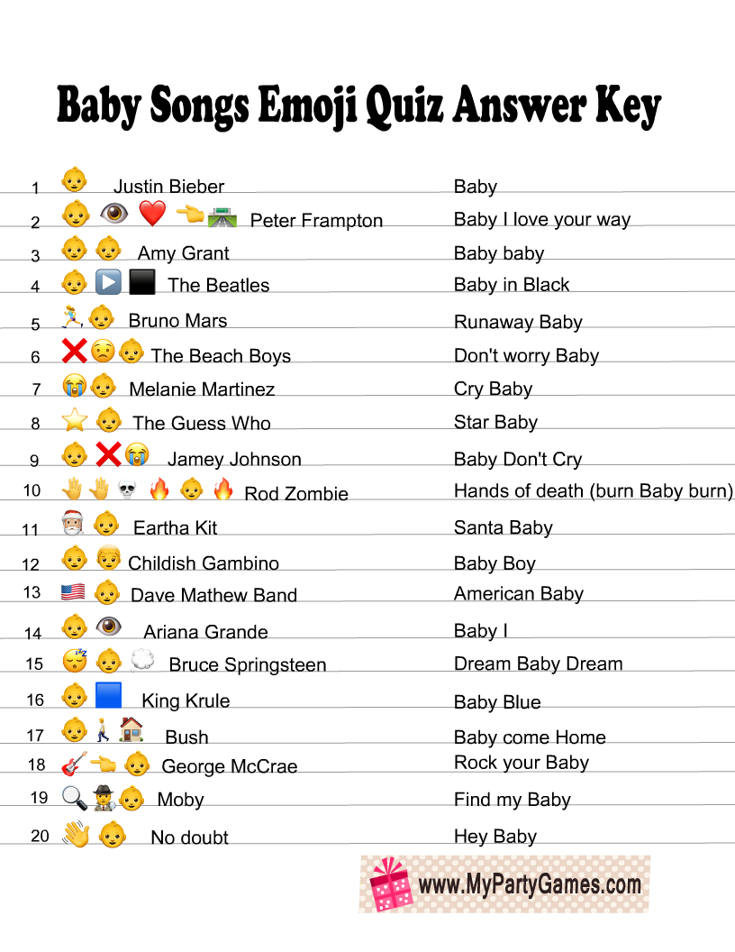 Free Printable Baby Songs Emoji