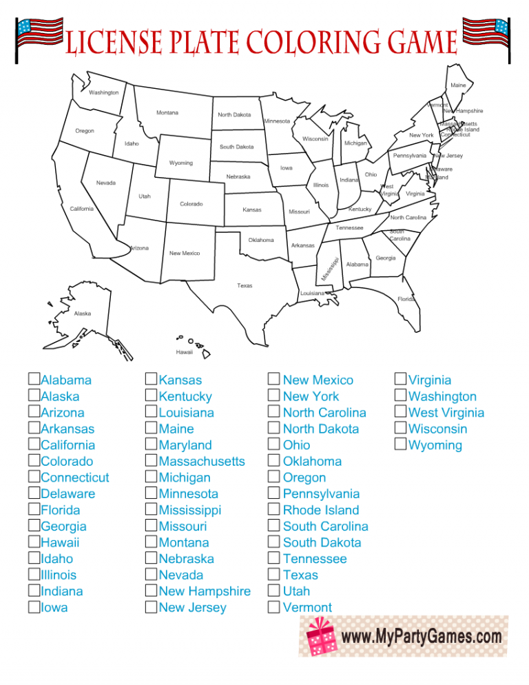 License Plate Car Game Printable