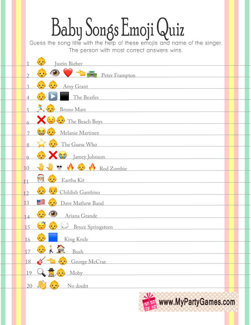 Baby Songs Emoji Quiz