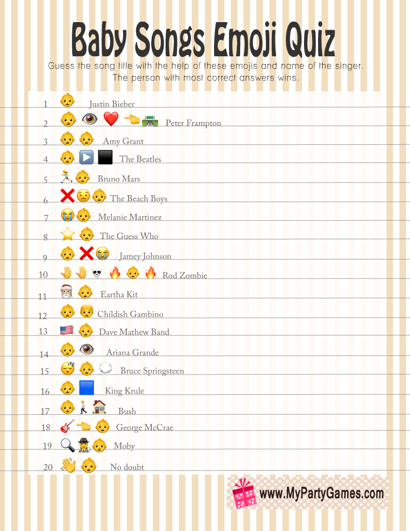 Free Printable Baby Songs Emoji