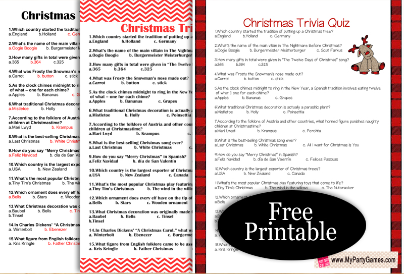 Free Printable Christmas Trivia Quiz