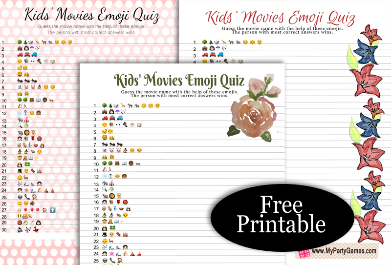 Free Printable Kids' Movie Emoji Quiz