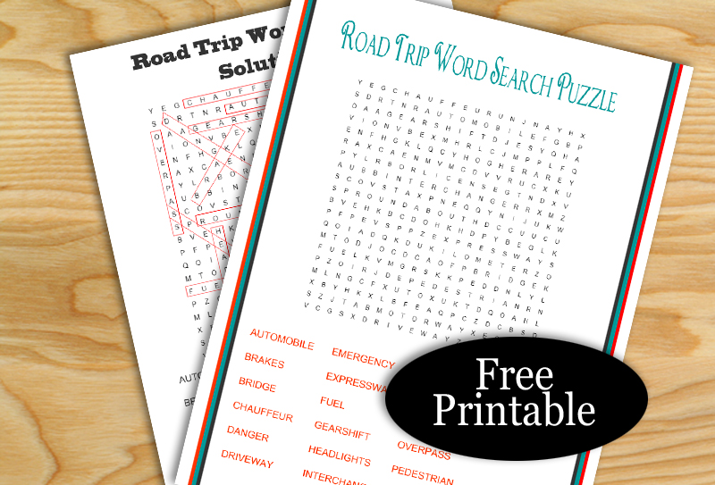 Free Printable Road Trip Word Search Puzzle