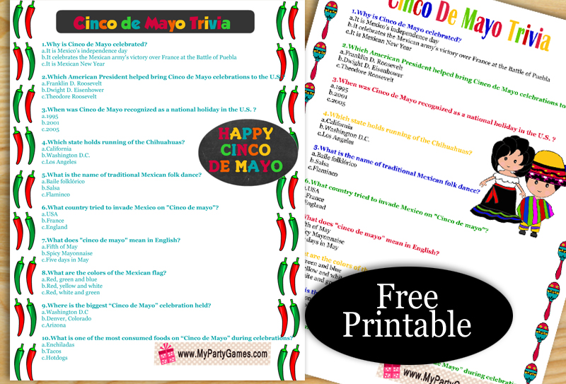 Free Printable Cinco de Mayo Trivia Quiz