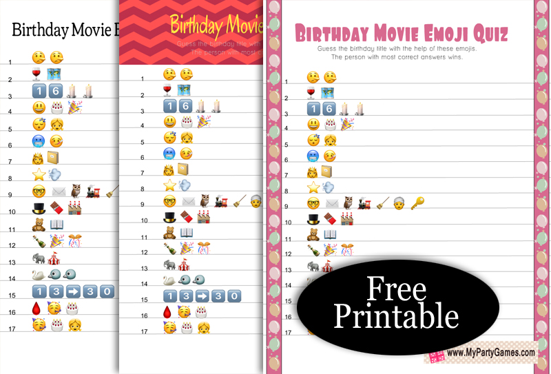 Free Printable Birthday Movie Emoji Quiz