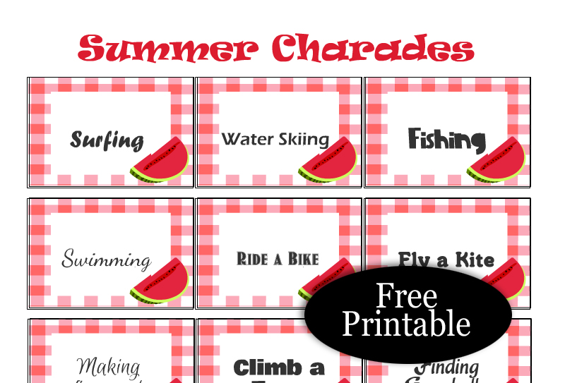 Free Printable Summer Charades