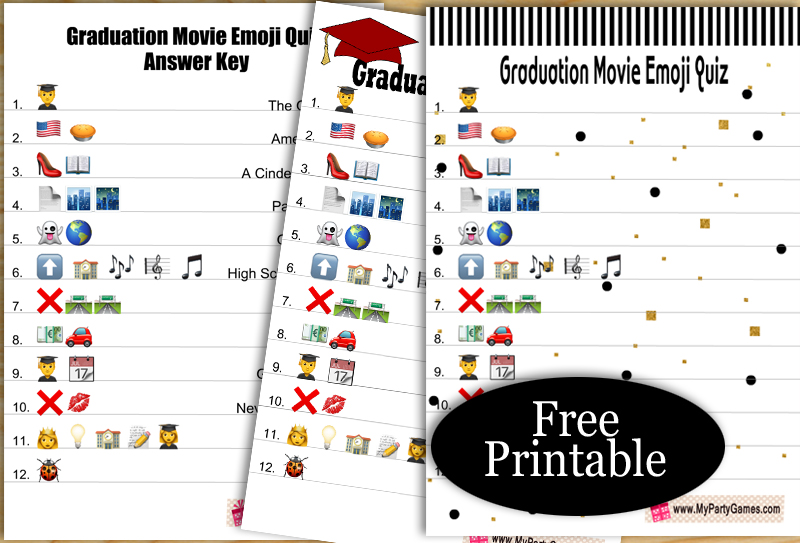 Free Printable Graduation Movie Emoji Quiz