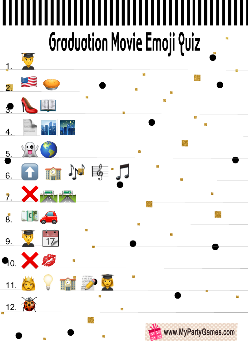Free Printable Graduation Movie Emoji Quiz