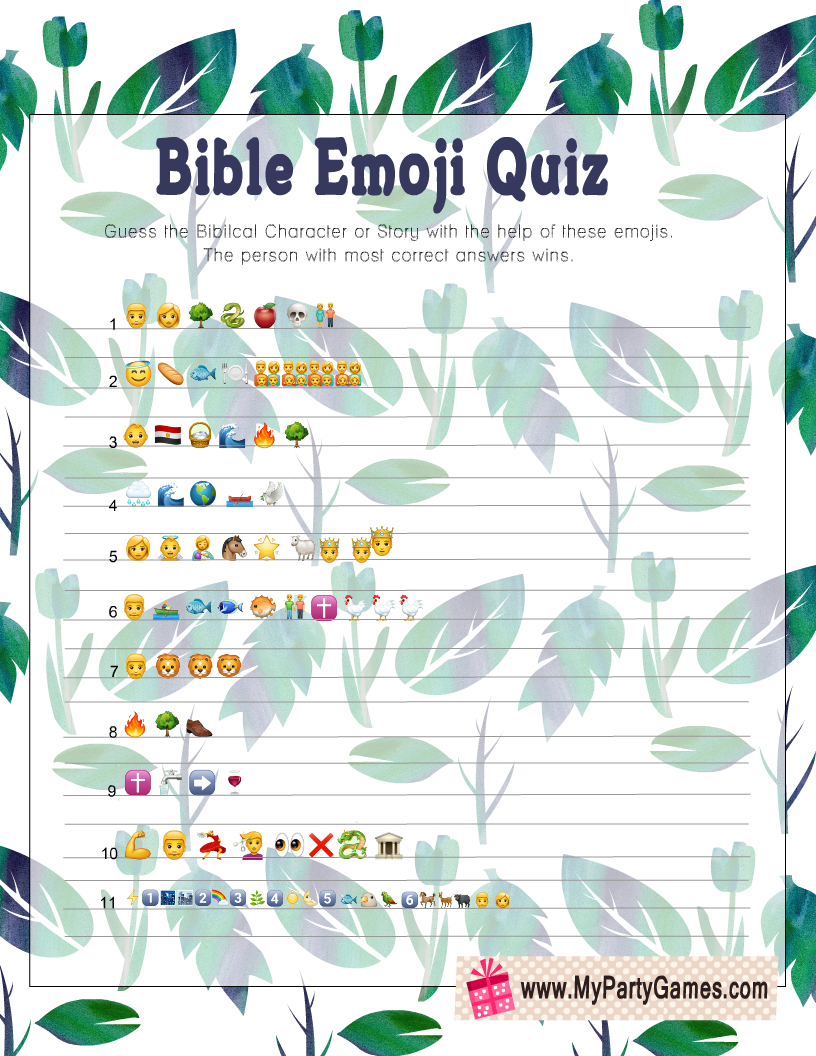 ree Printable Bible Emoji Quiz 