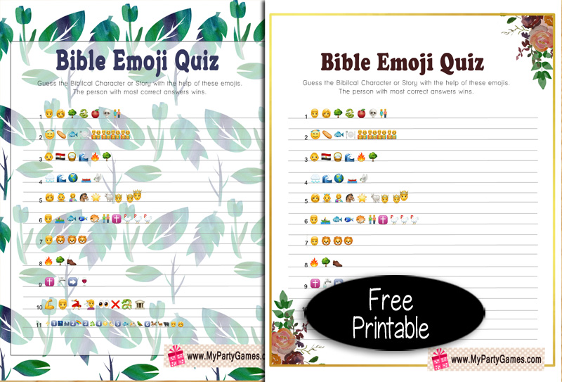 Free Printable Bible Emoji Quiz