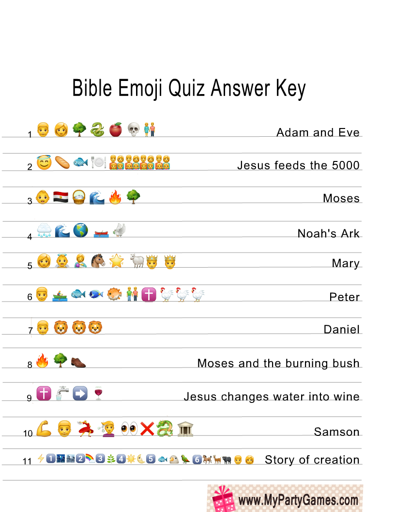 Free Printable Bible Emoji Quiz with Answer Key