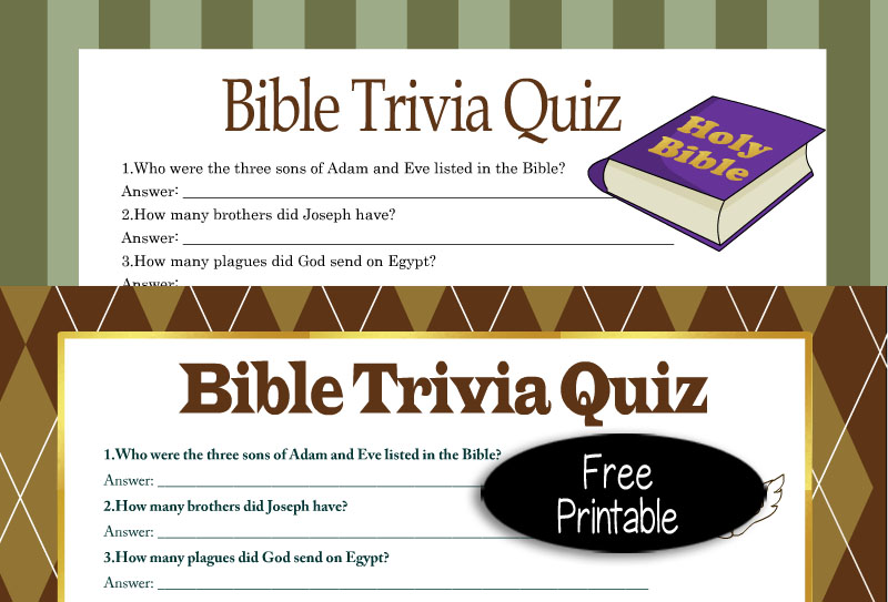 Free Printable Bible Trivia Quiz with Answer Key