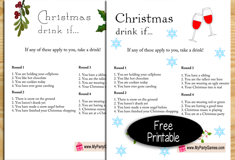 Drinking Game for Adults Printable Drink If Party Game Great 